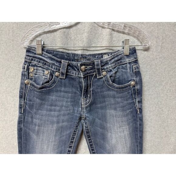 Miss Me Distressed Blue Jeans Size 27 Boot Cut Inseam 32 - Picture 6 of 7